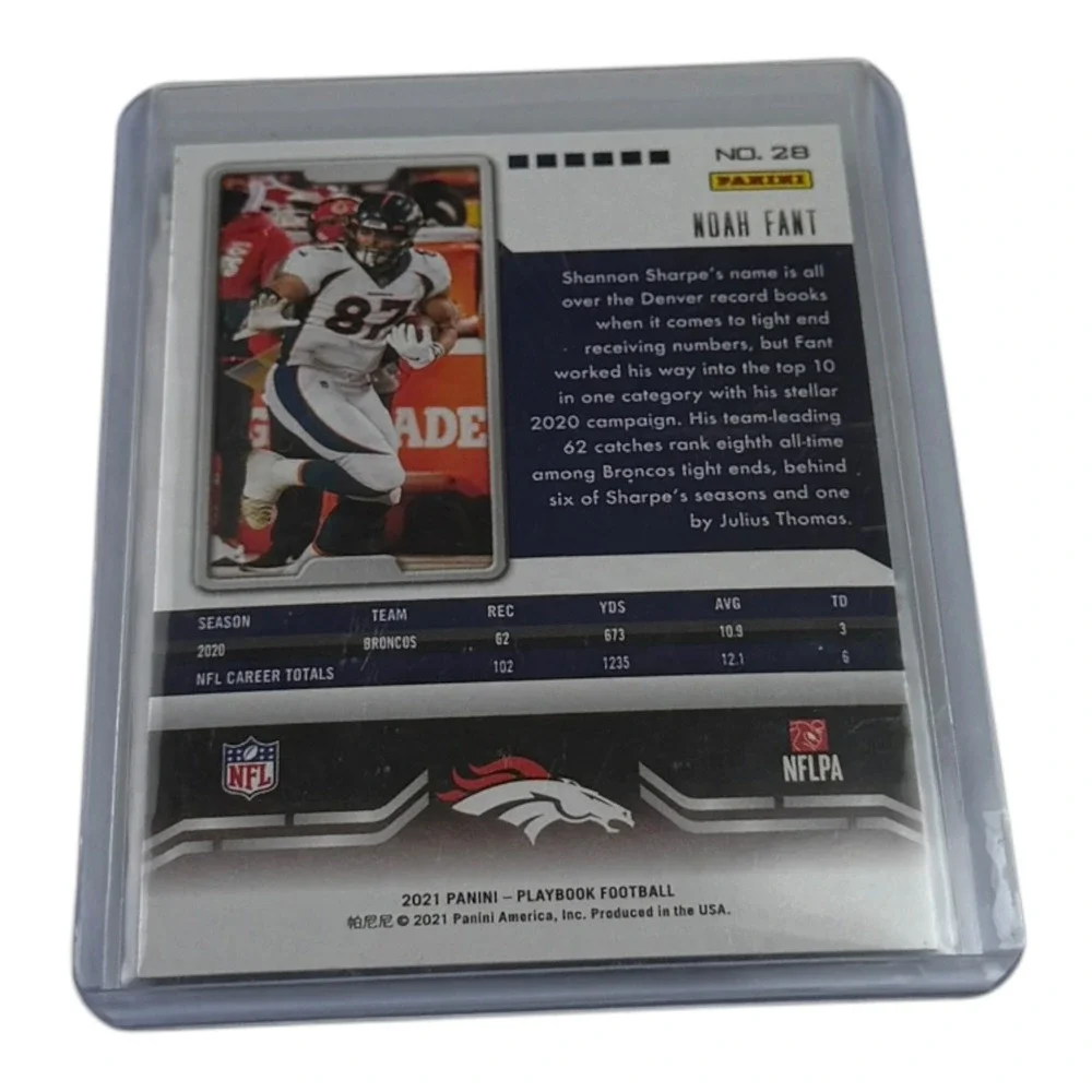 2021 Panini Playbook Noah Fant Denver Broncos Sparkle Parallel Card 28 NFL TE